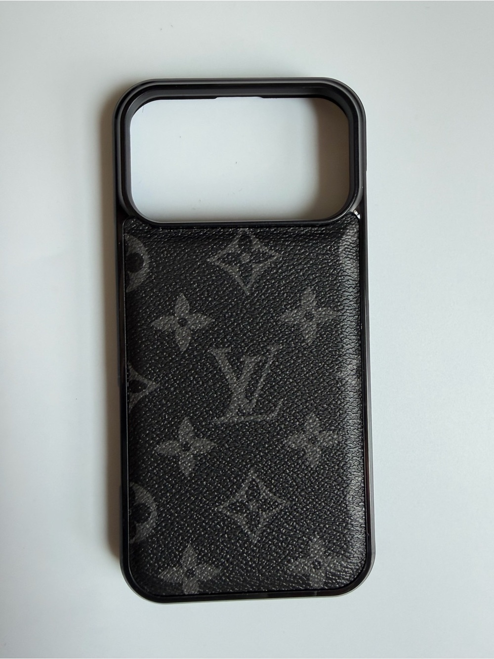 17 pro max  Black Monogram Phone Case - Luxury Leather Look